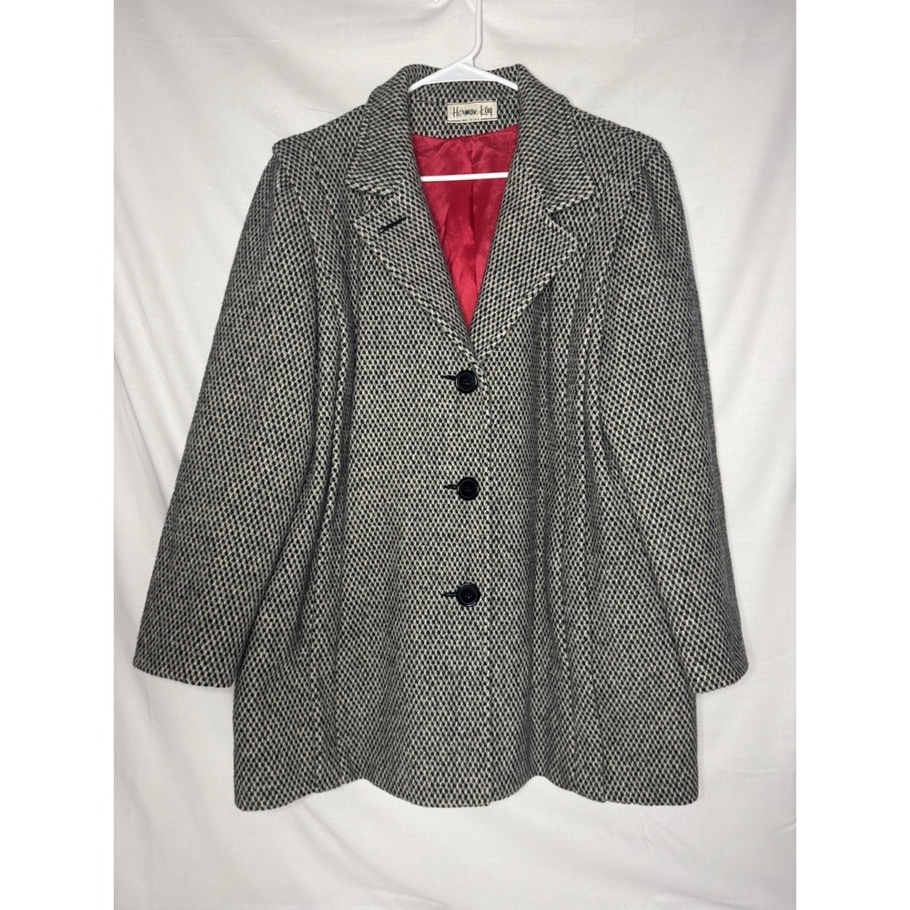 Vintage Herman Kay Mid Length Wool Blend Lined Coat Made in U.S.A. XL
